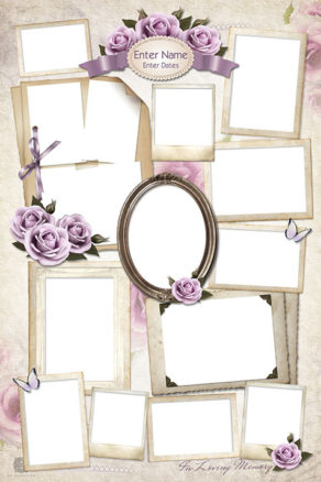 xomemories_Lilac Rose Memorial Photo Collage Template
